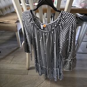 Fever Black and White Checkered Blouse
